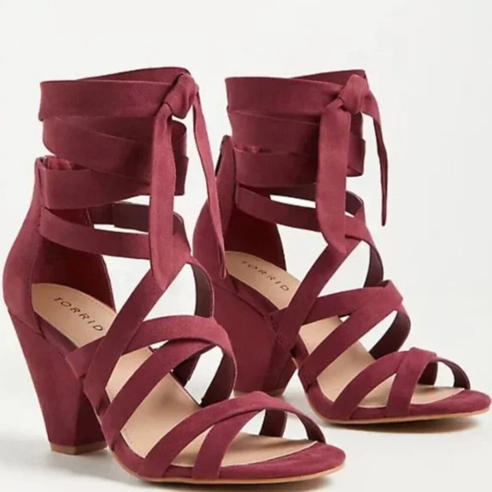 Torrid Ankle Wine Wrap Cone Heel Sandal 9 (WW)